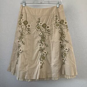 Talbots Y2K Forest Fairy Fairycore Floral Beaded Whimsical 100% Cotton Skirt 8